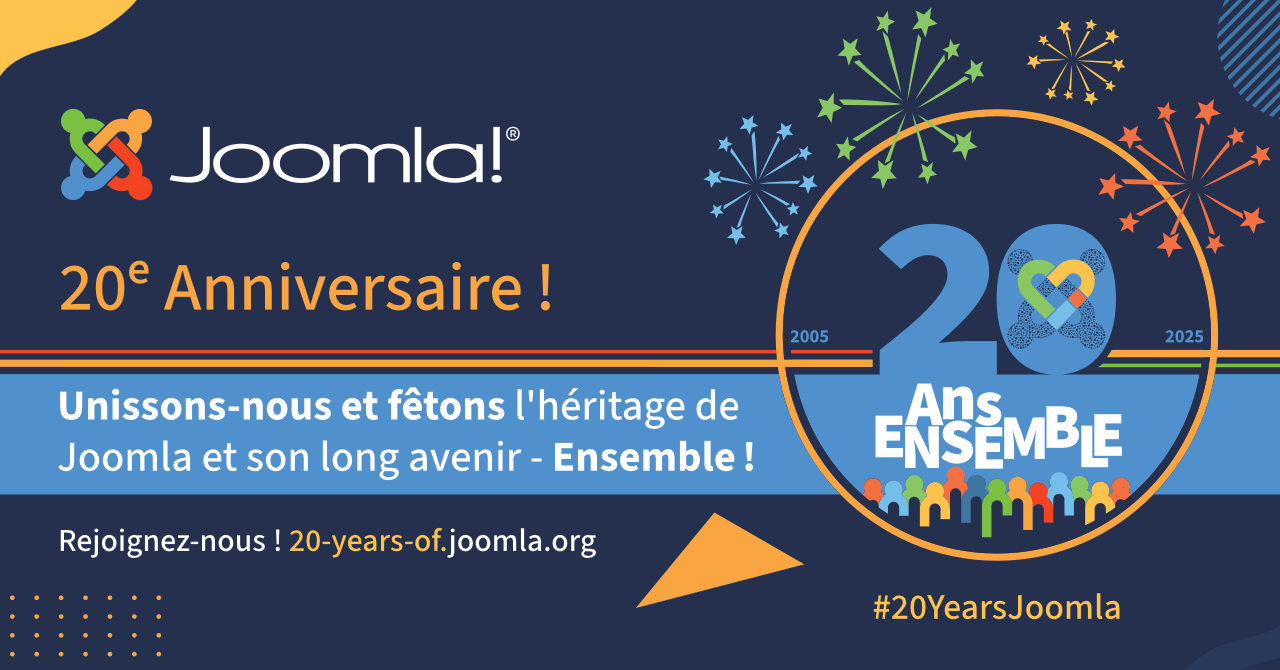 20 ans de Joomla! au format paysage en PNG